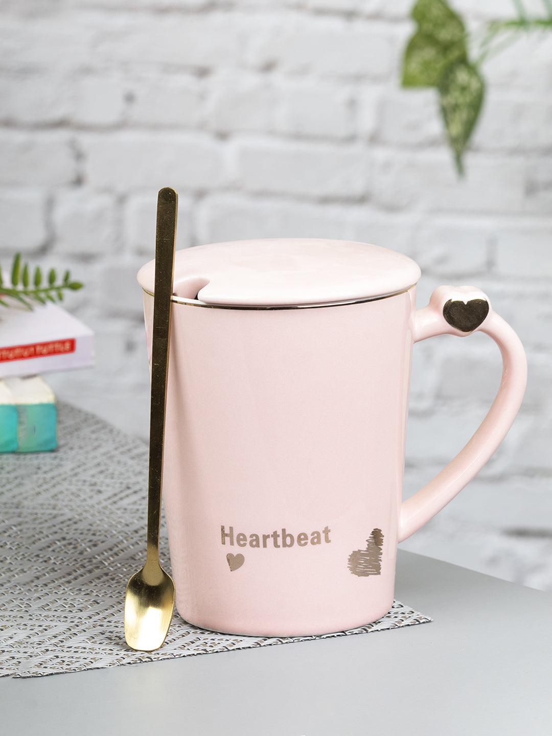 "Heartbeat' Coffee Mugs - (380mL, Peach) - MARKET 99