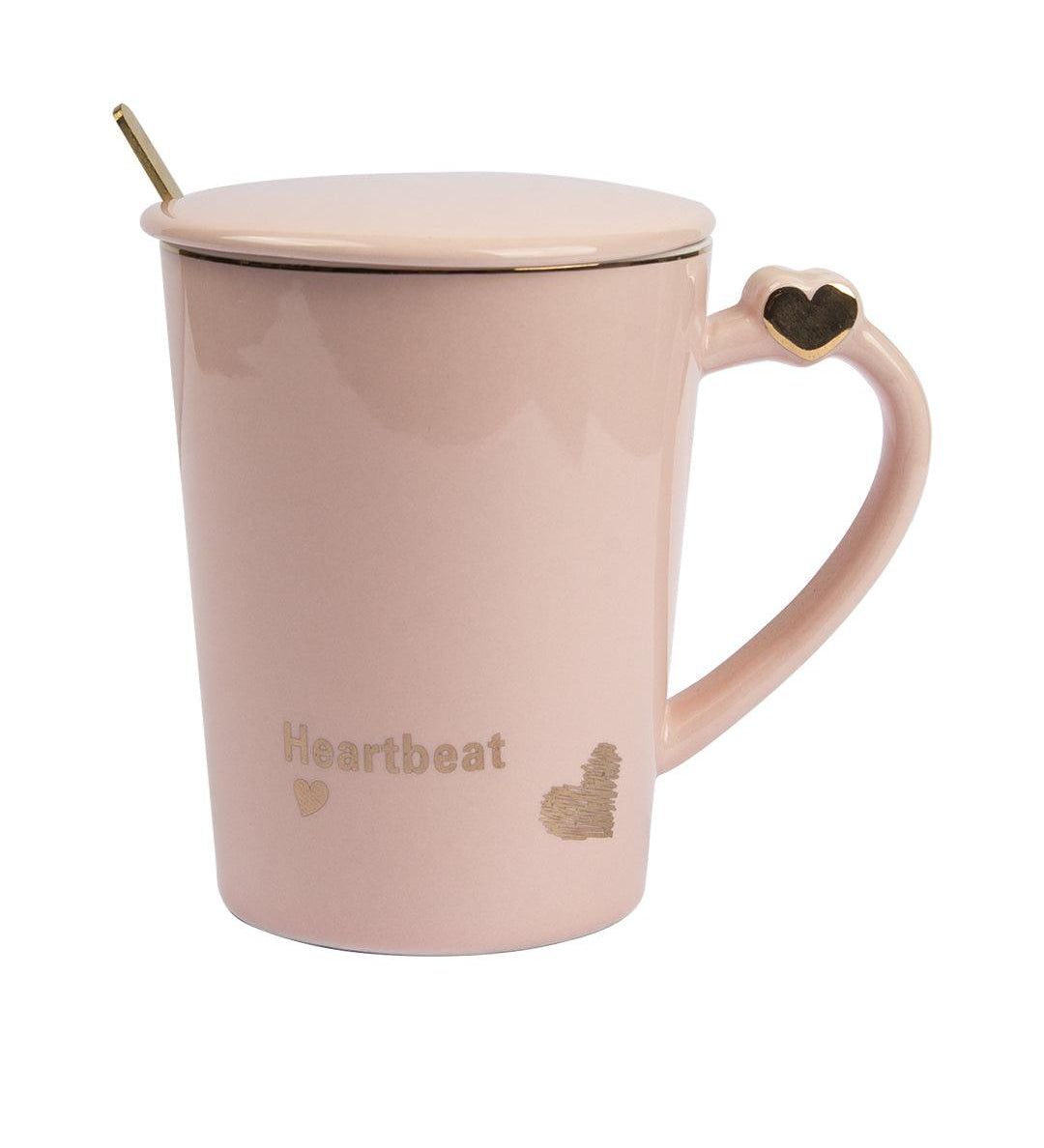"Heartbeat' Coffee Mugs - (380mL, Peach) - MARKET 99