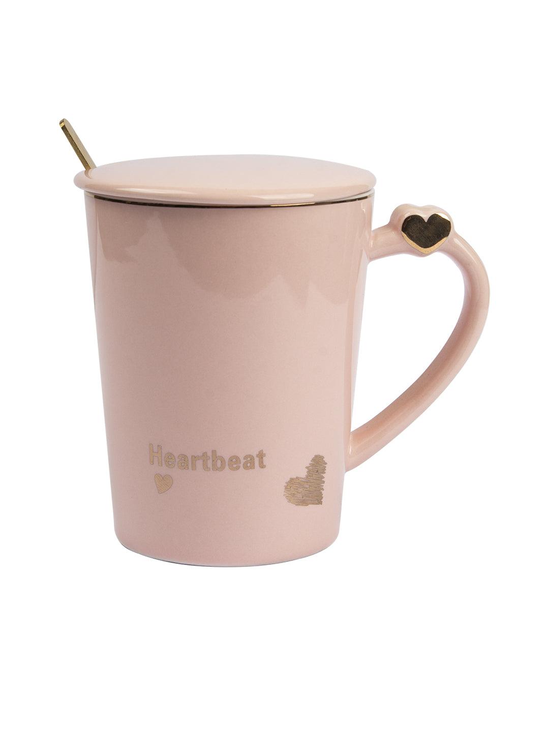 "Heartbeat' Coffee Mugs - (380mL, Peach) - MARKET 99