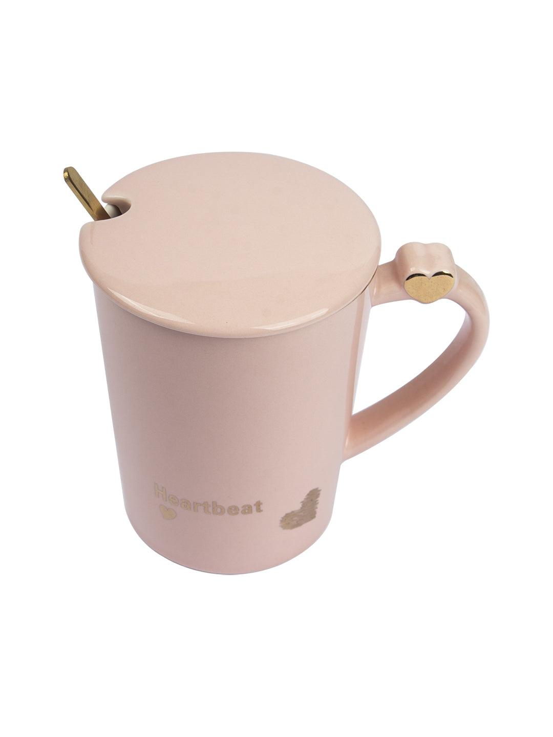 "Heartbeat' Coffee Mugs - (380mL, Peach) - MARKET 99