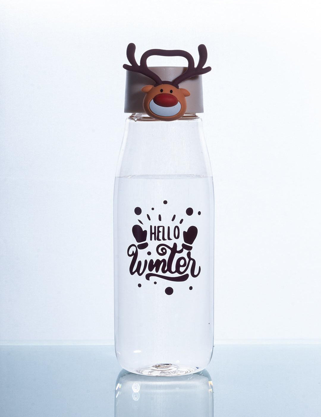 Hello Winter Water Bottle, Burgundy, Plastic, 480 mL - MARKET 99