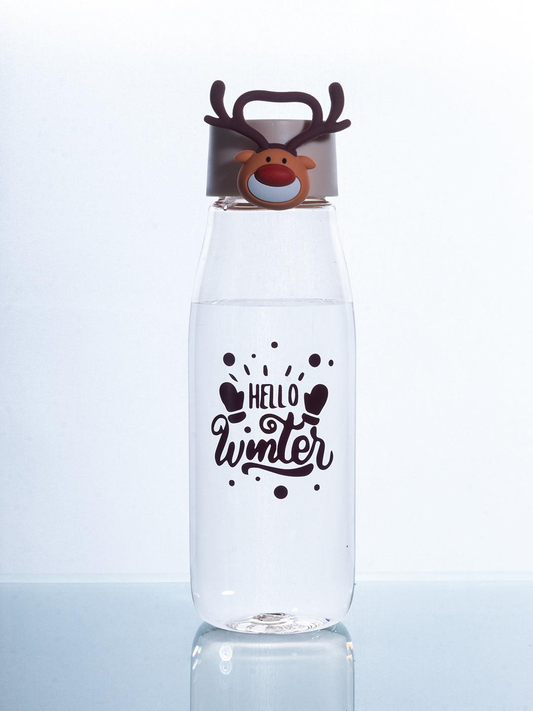 Hello Winter Water Bottle, Burgundy, Plastic, 480 mL - MARKET 99