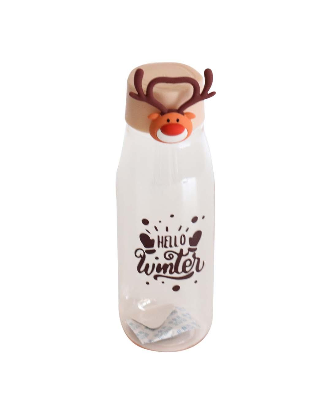 Hello Winter Water Bottle, Burgundy, Plastic, 480 mL - MARKET 99