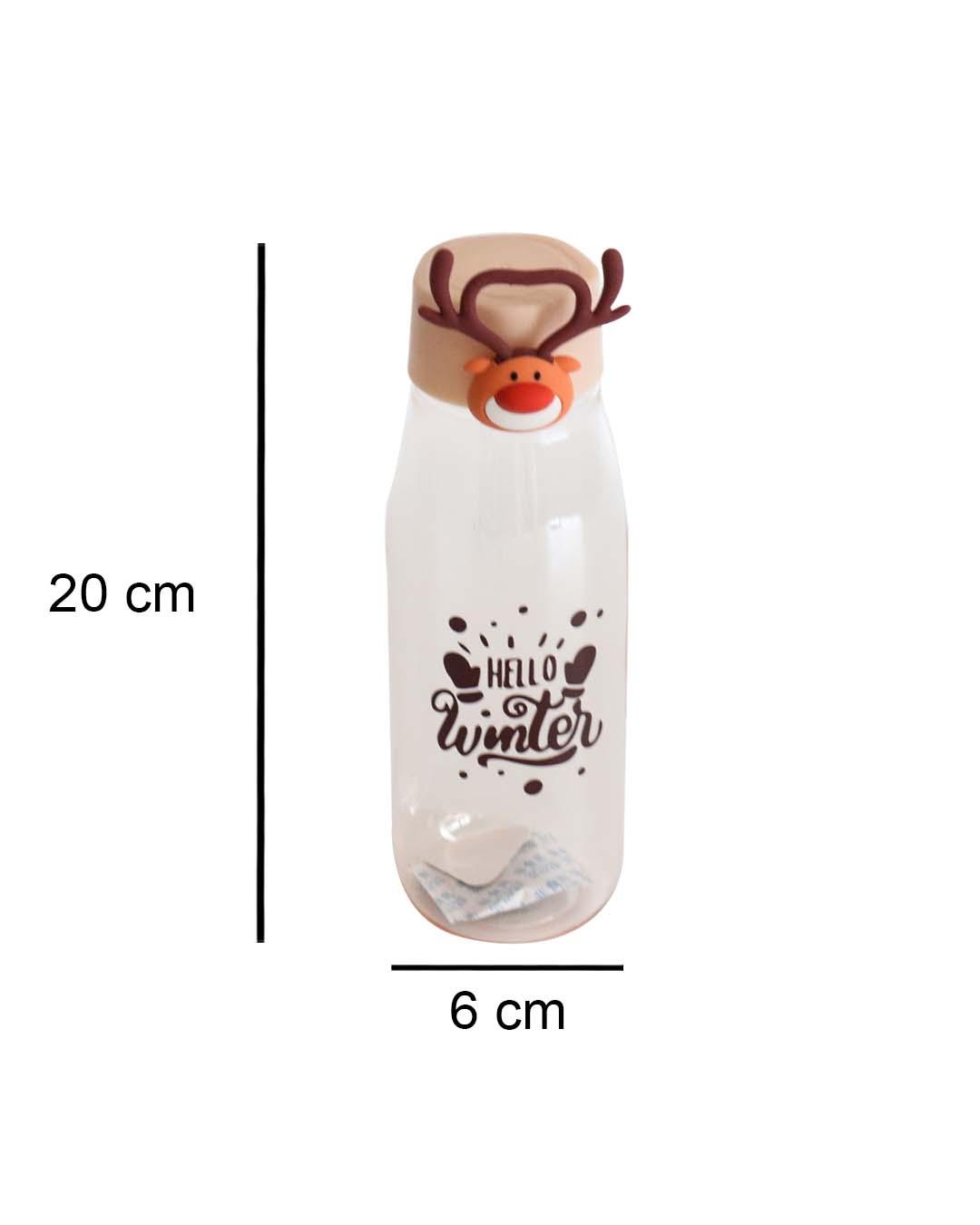 Hello Winter Water Bottle, Burgundy, Plastic, 480 mL - MARKET 99