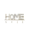 "HOME Sign" Silver Crystal Wall Mounted Décor Hook, 4 Hooks, Golden, Iron - MARKET 99