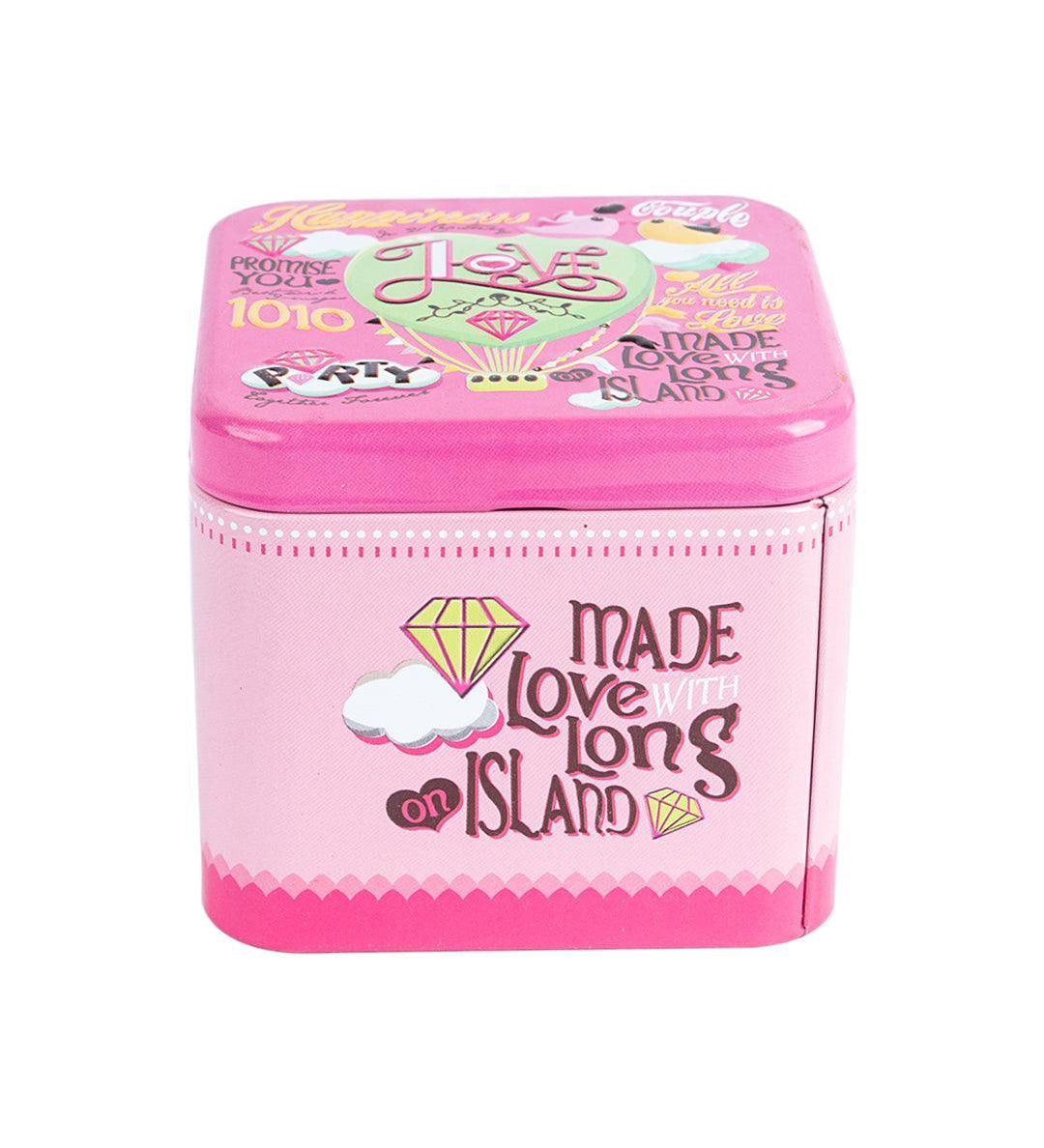 Home Storage Box, Love Print, Pink, Tin - MARKET 99