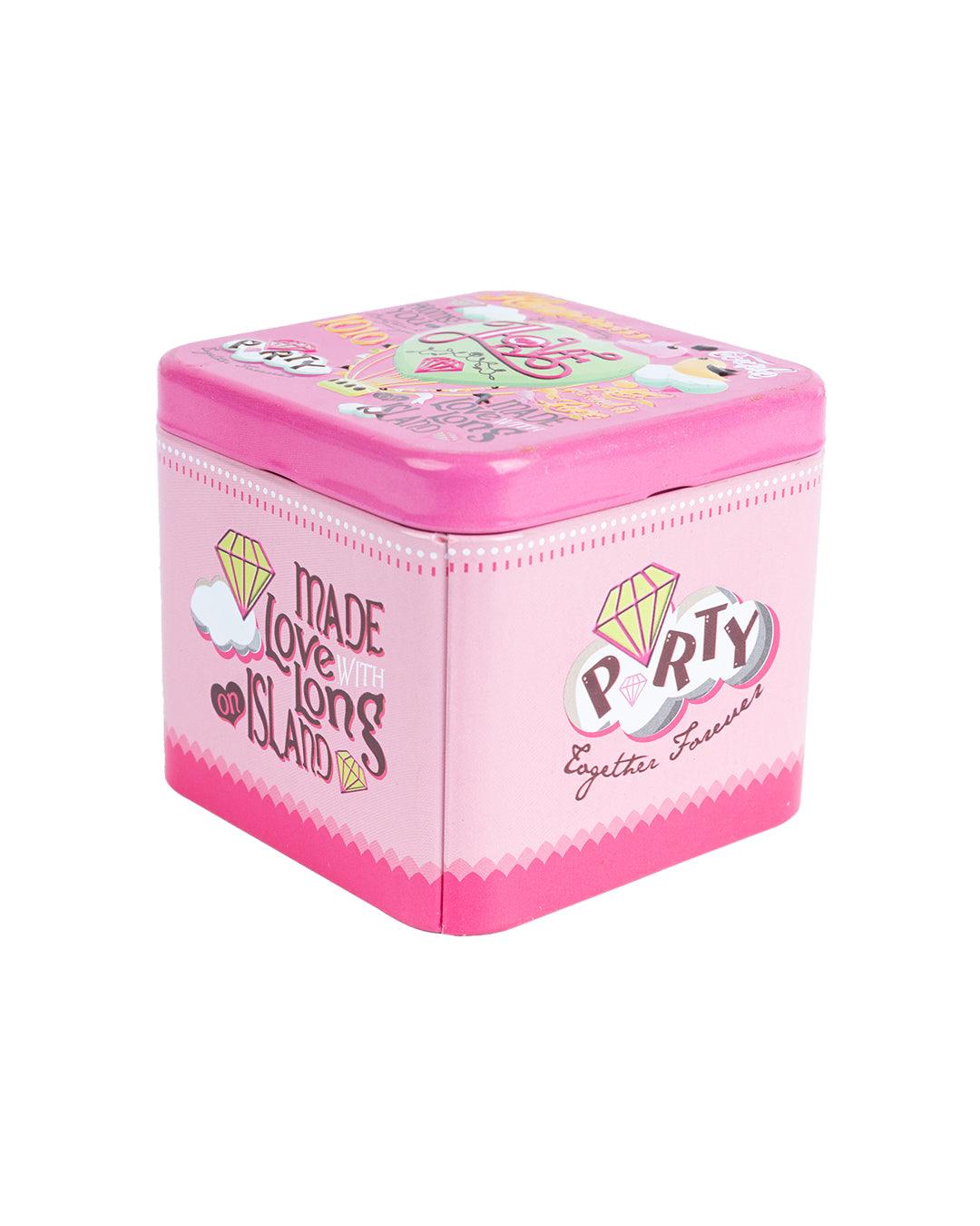 Home Storage Box, Love Print, Pink, Tin - MARKET 99