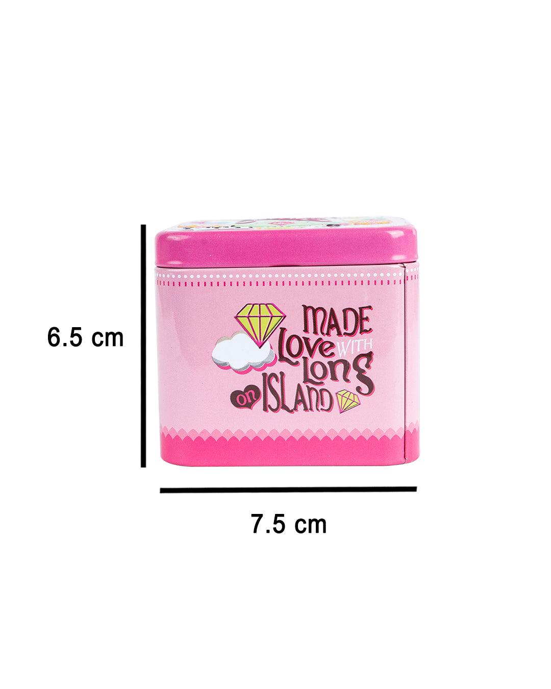 Home Storage Box, Love Print, Pink, Tin - MARKET 99