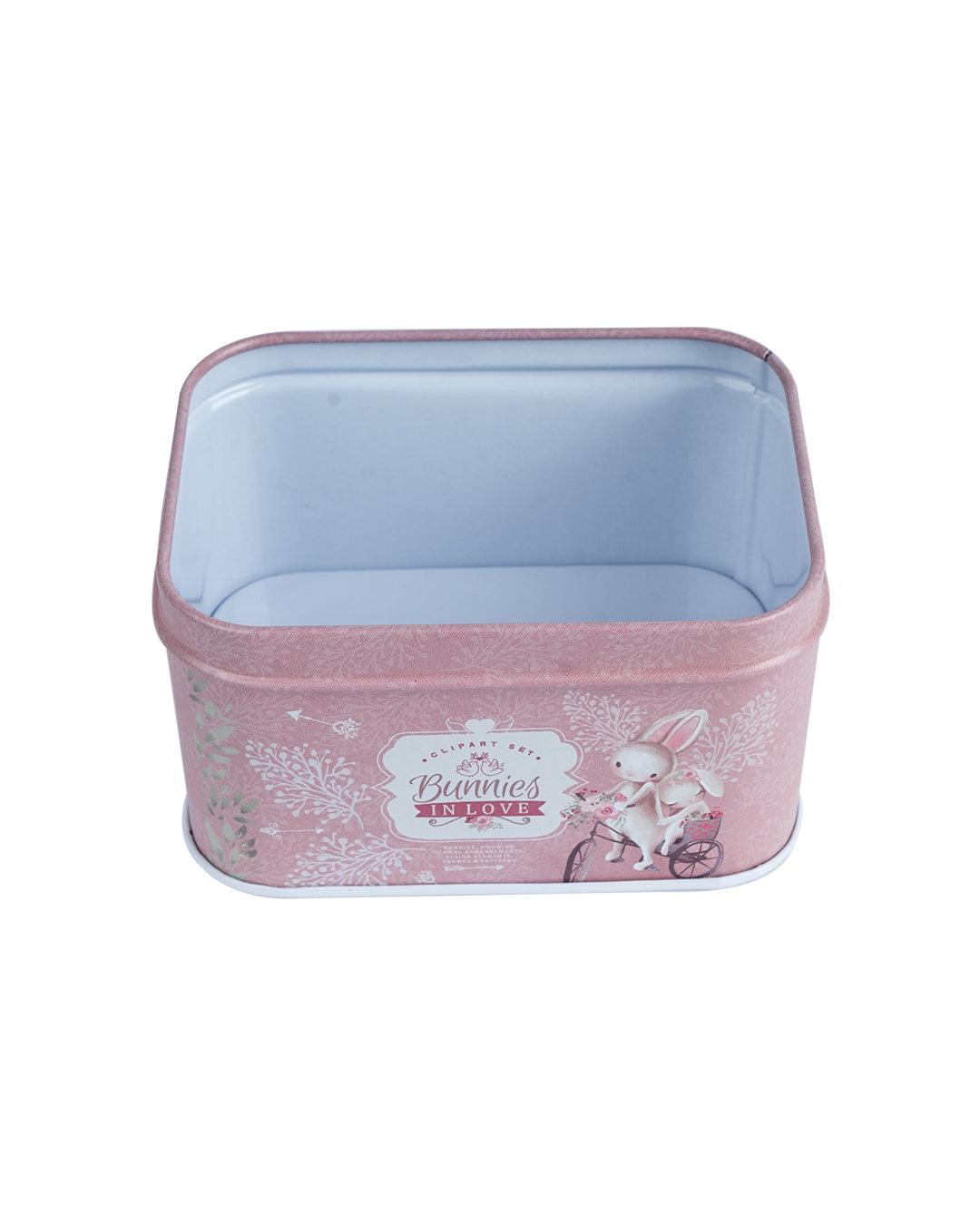 Home Storage Box with Lid, Blush Pink, Tin - MARKET 99