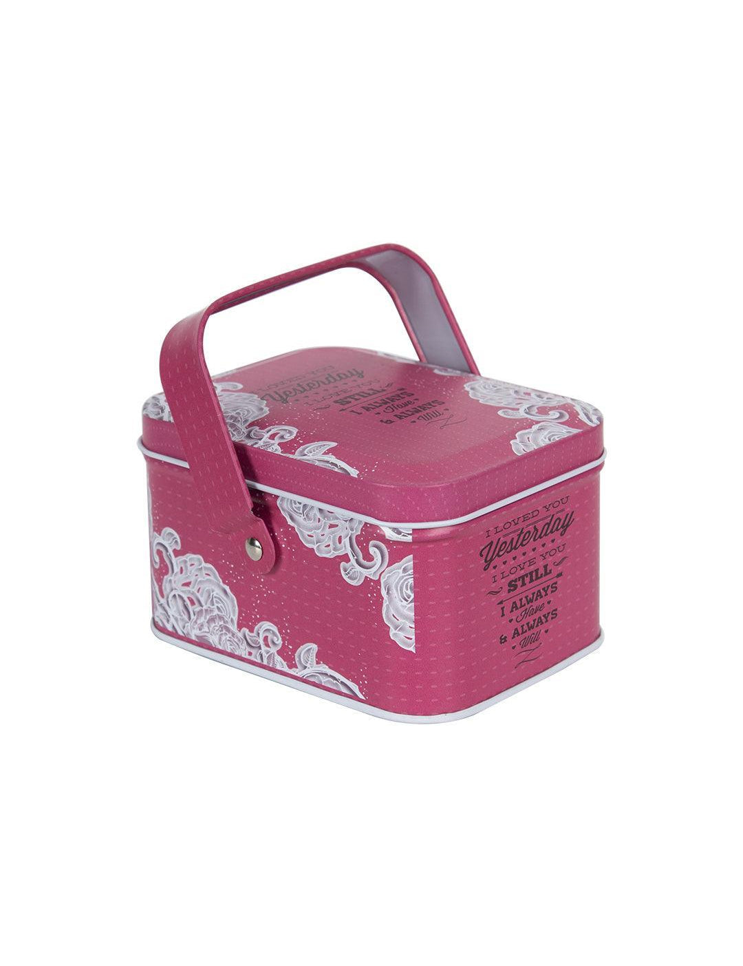 Home Storage Box with Lid, Pink, Tin - MARKET 99