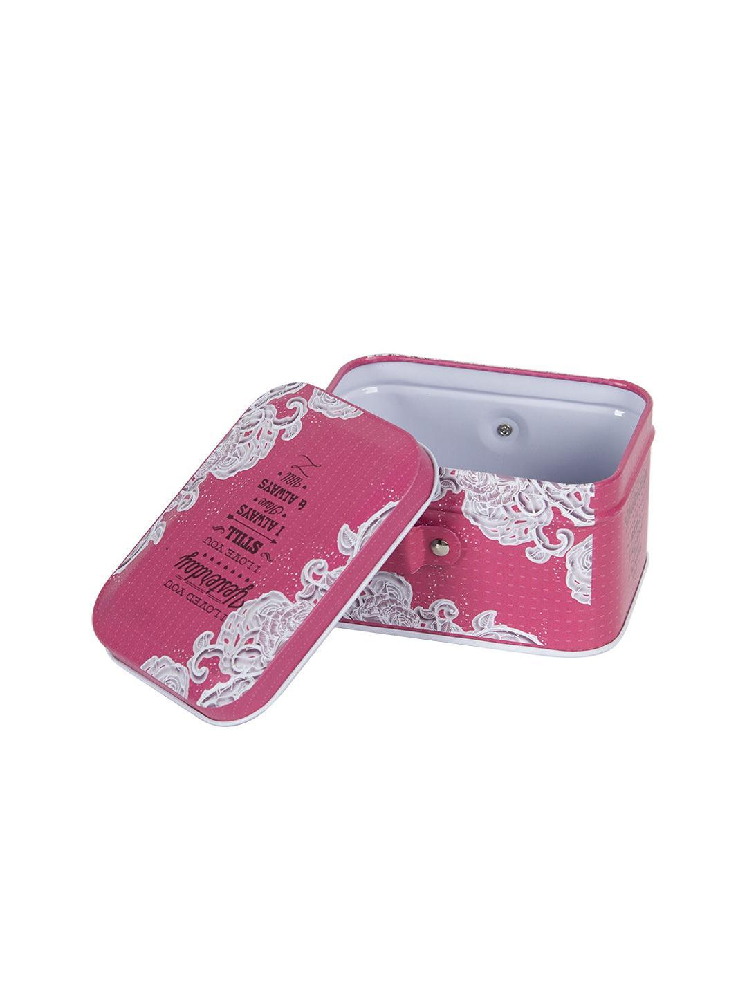 Home Storage Box with Lid, Pink, Tin - MARKET 99