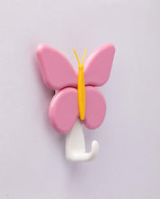 Hook Set, Self Adhesive Hooks, Butterfly Shape, Pink, Plastic, Set of 4 - MARKET 99