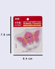 Hook Set, Self Adhesive Hooks, Butterfly Shape, Pink, Plastic, Set of 4 - MARKET 99