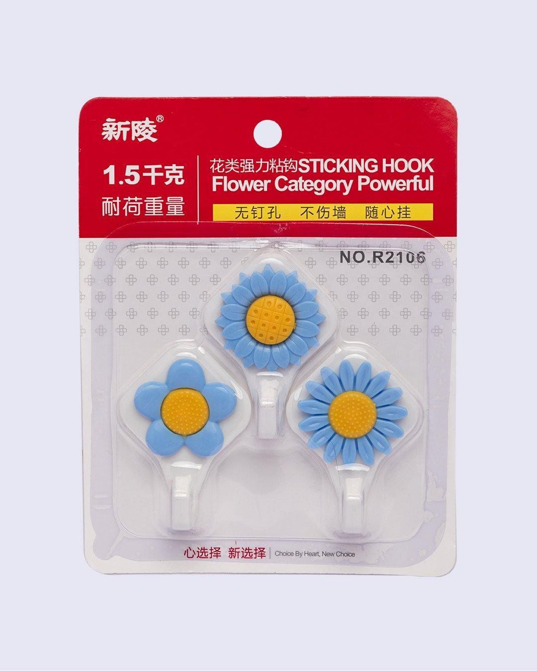 Hooks, Self Adhesive Hooks, Blue, Plastic, Set of 2 - MARKET 99