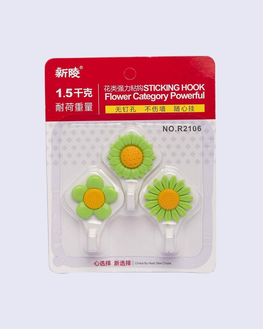 Hooks, Self Adhesive Hooks, Green, Plastic, Set of 2 - MARKET 99