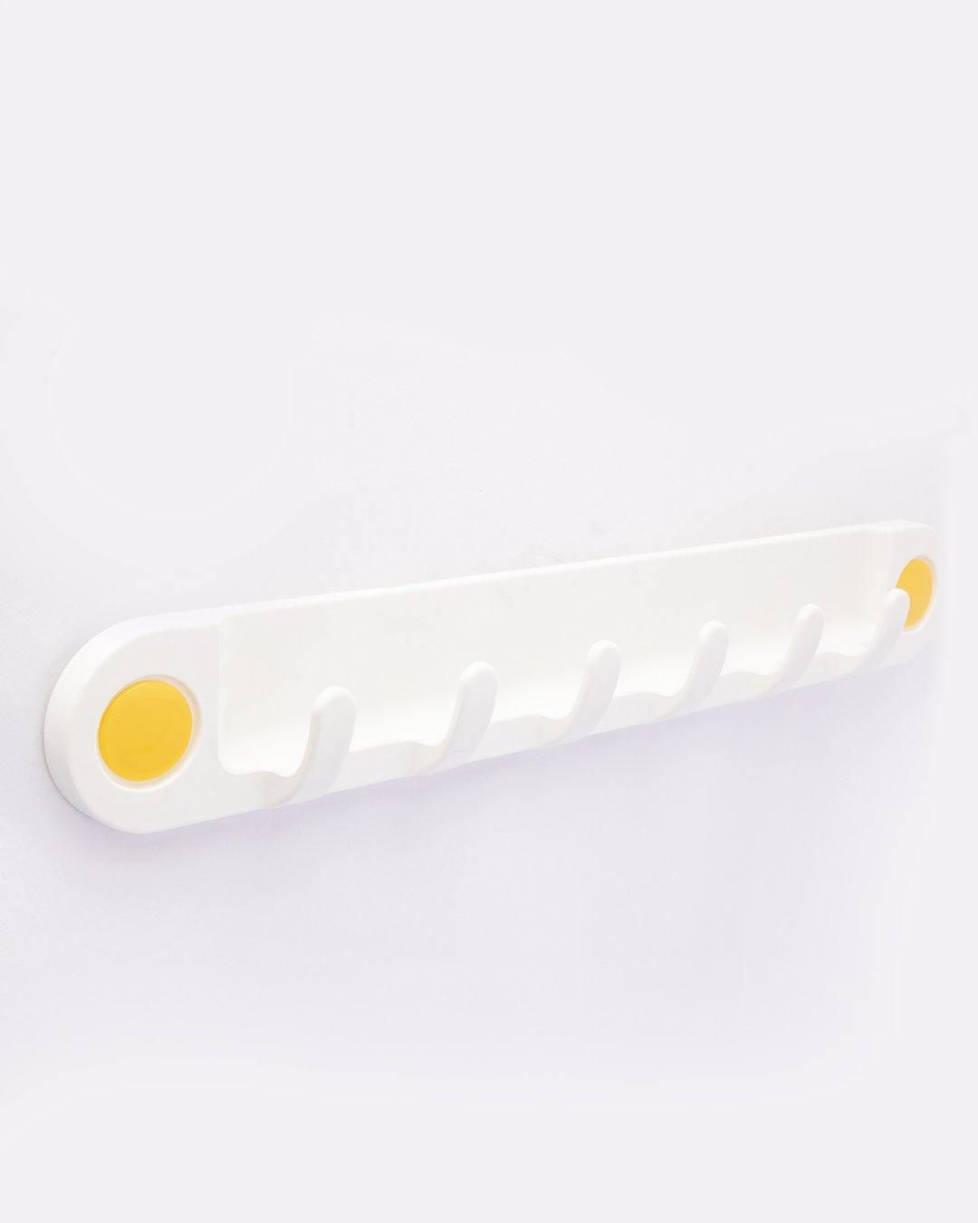 Hooks, Wall Hook Strip, Sturdy & Stable, White & Yellow, Plastic - MARKET 99