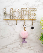 "HOPE Sign" Crystal Wall Hook, 4 Hooks, Golden, Iron - MARKET 99