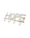 "HOPE Sign" Crystal Wall Hook, 4 Hooks, Golden, Iron
