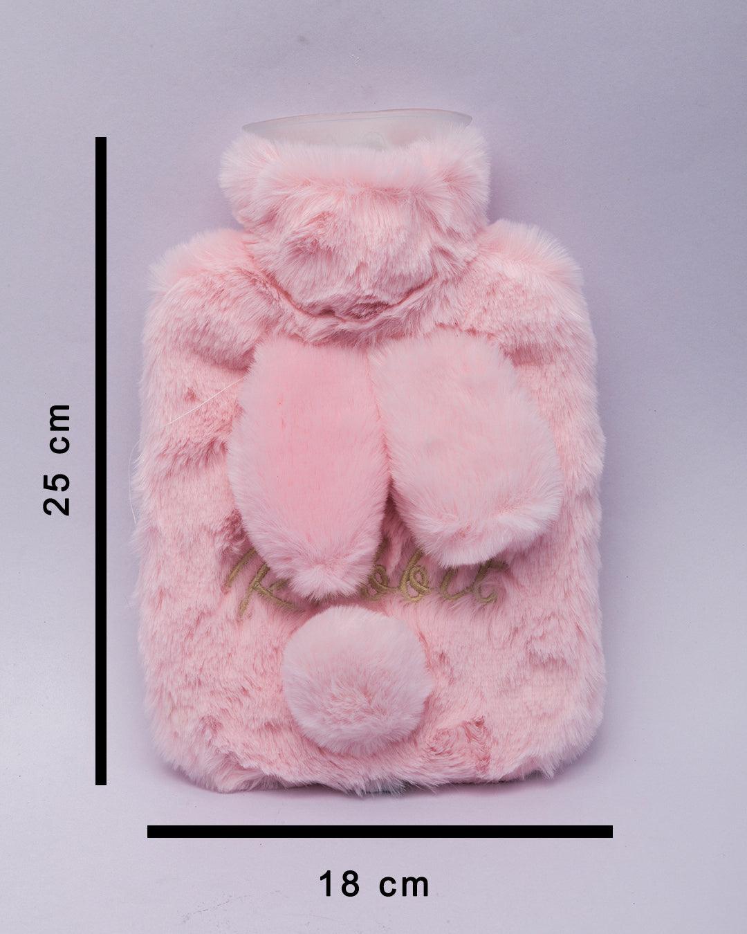 Hot Water Bag, for Pain Relief, Bunny Shaped Design, Pink, Fleece, 850 mL - MARKET 99