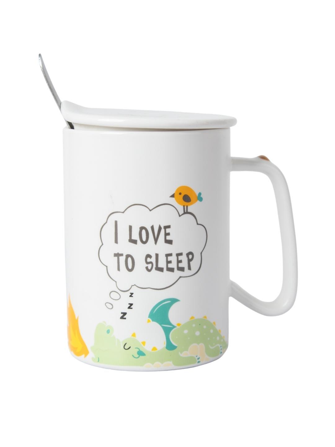 I LOVE TO SLEEP' Coffee Mug With Lid - Dragon, 400 Ml