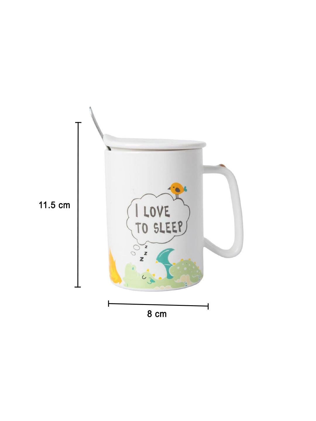 I LOVE TO SLEEP' Coffee Mug With Lid - Dragon, 400 Ml