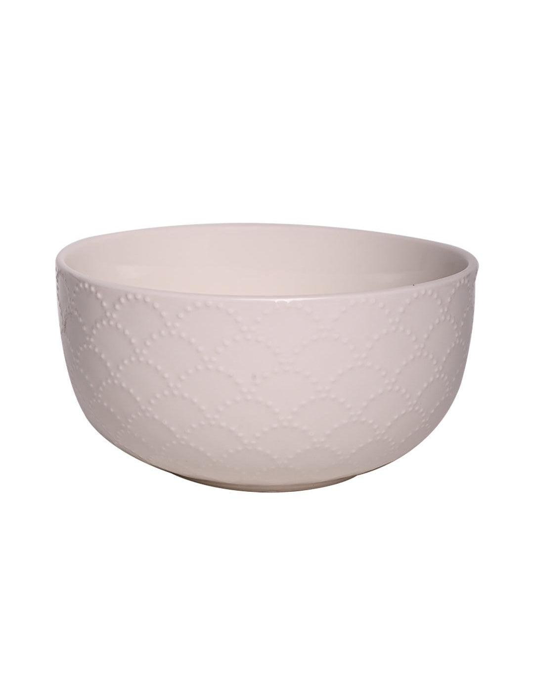 Ivory Ceramic Bowl - 580Ml, Fish Scale - MARKET 99