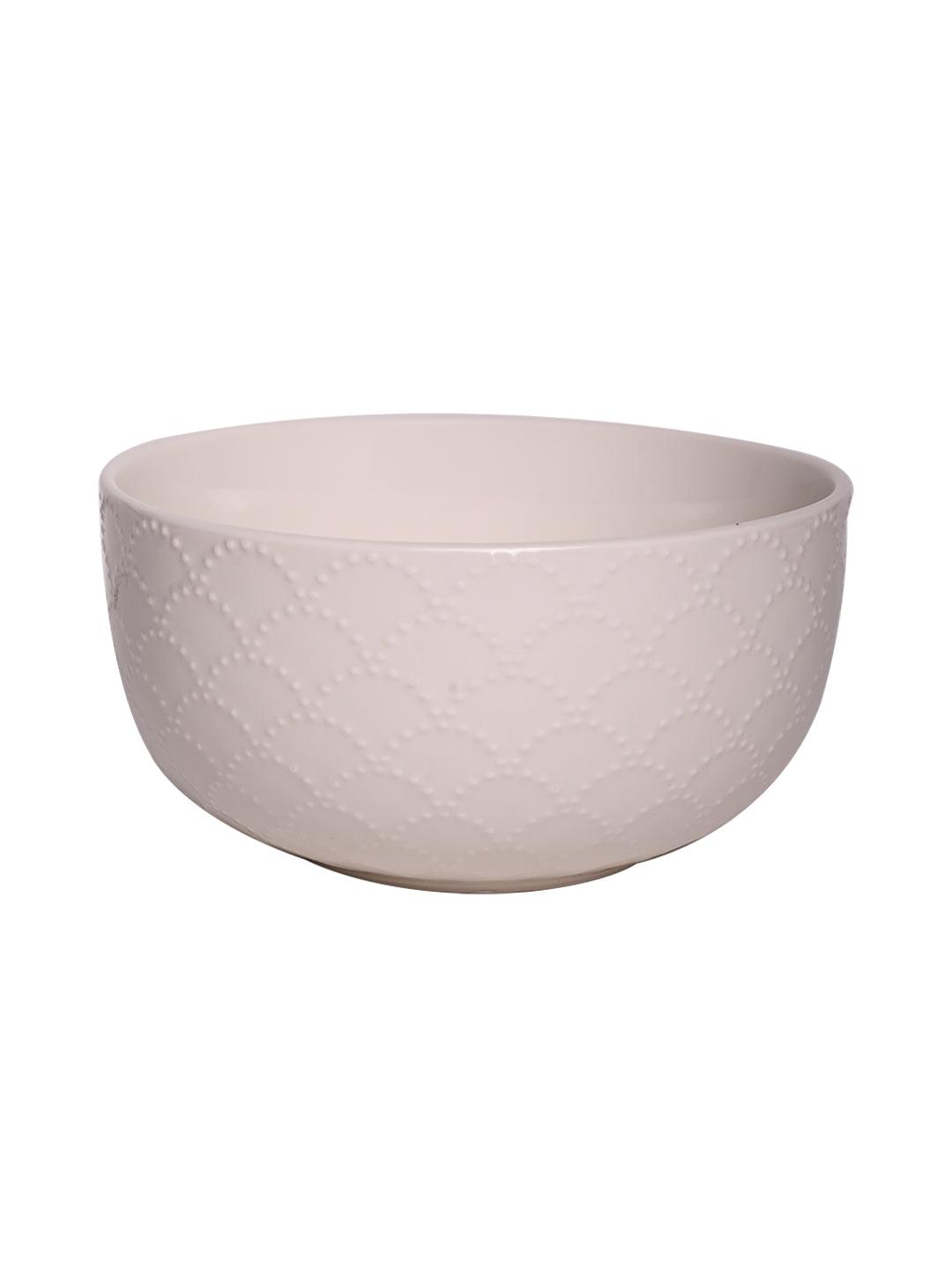 Ivory Ceramic Bowl - 580Ml, Fish Scale - MARKET 99