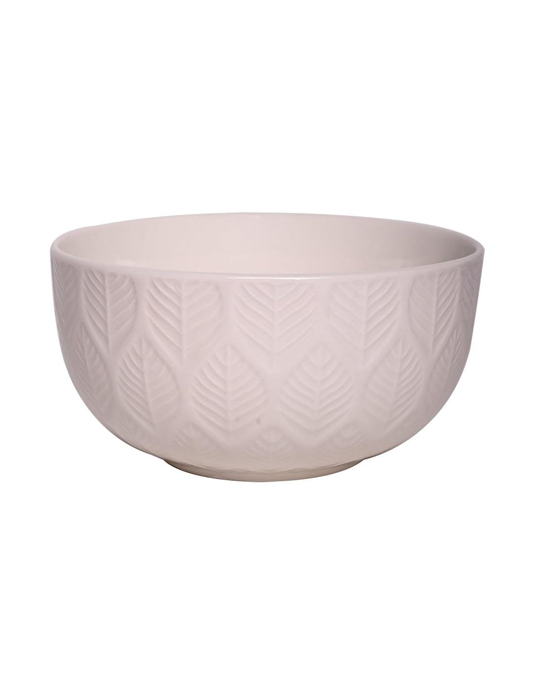 Ivory Ceramic Bowl - 580Ml, Leaf Pattern - MARKET 99