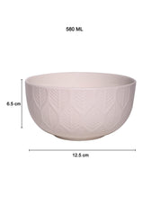 Ivory Ceramic Bowl - 580Ml, Leaf Pattern - MARKET 99