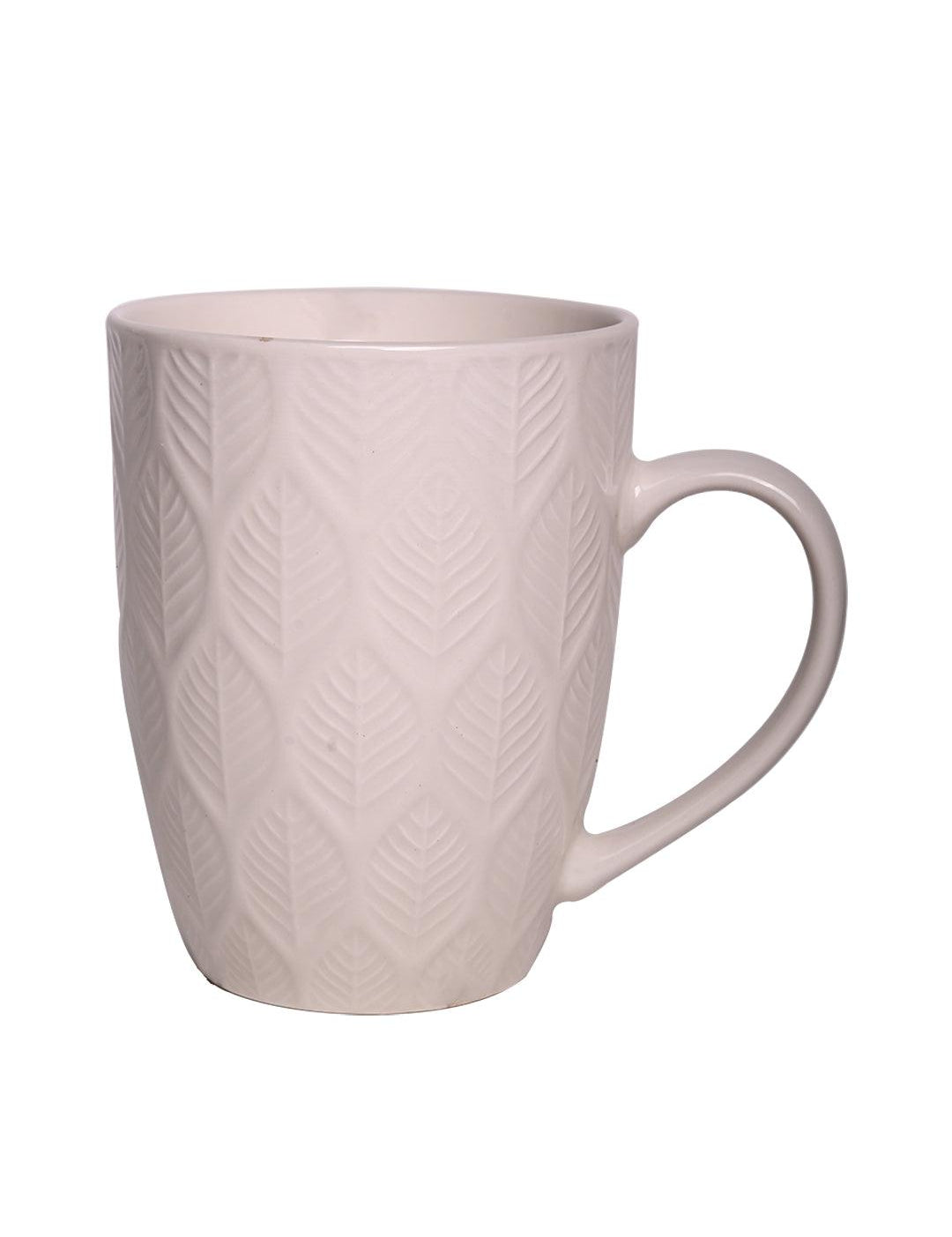 Ivory Ceramic Mug - 360Ml, Leaf Pattern - MARKET 99