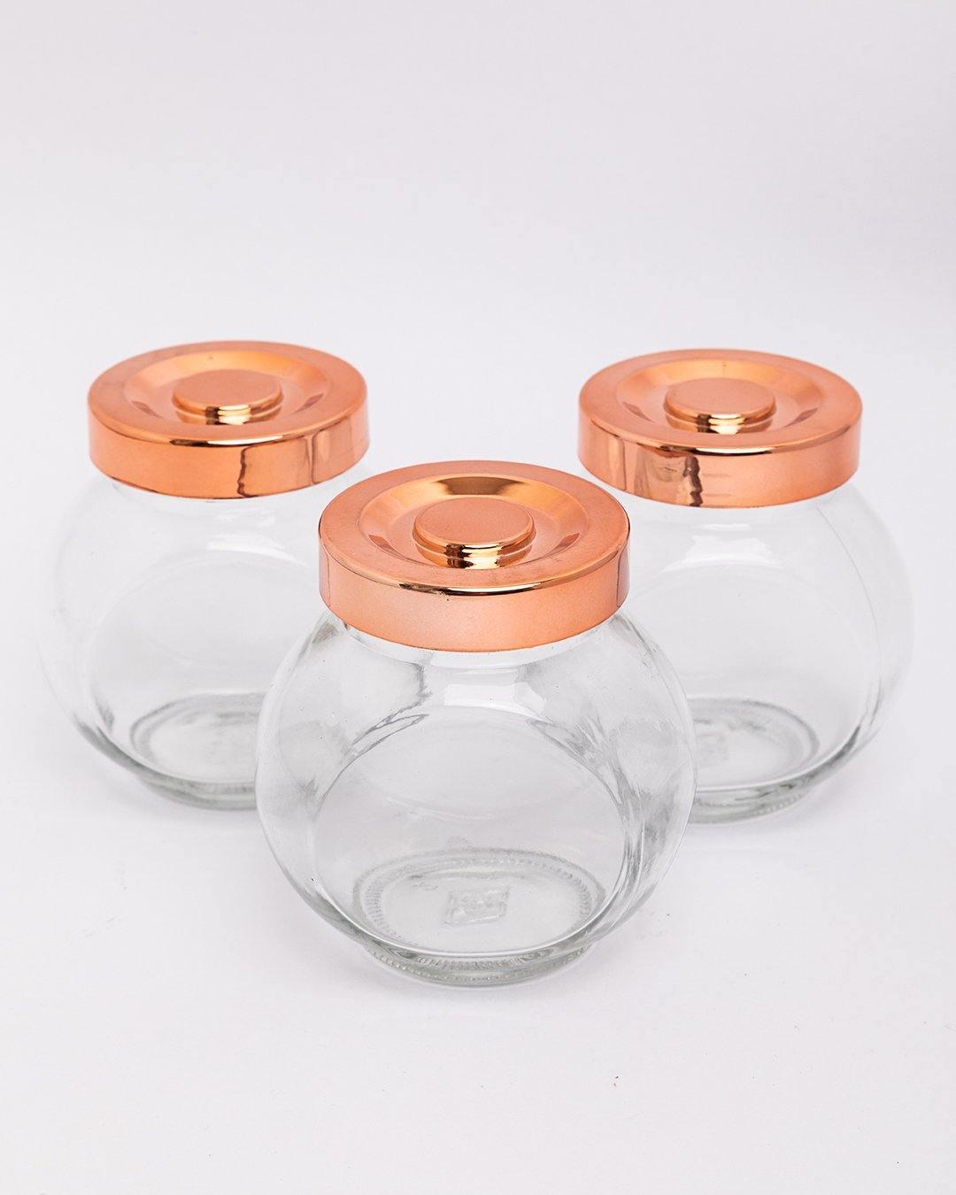 Jar Set, Transparent, Copper, Set of 3, 200 mL - MARKET 99