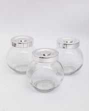 Jar Set, Transparent, Silver, Set of 3, 200 mL - MARKET 99