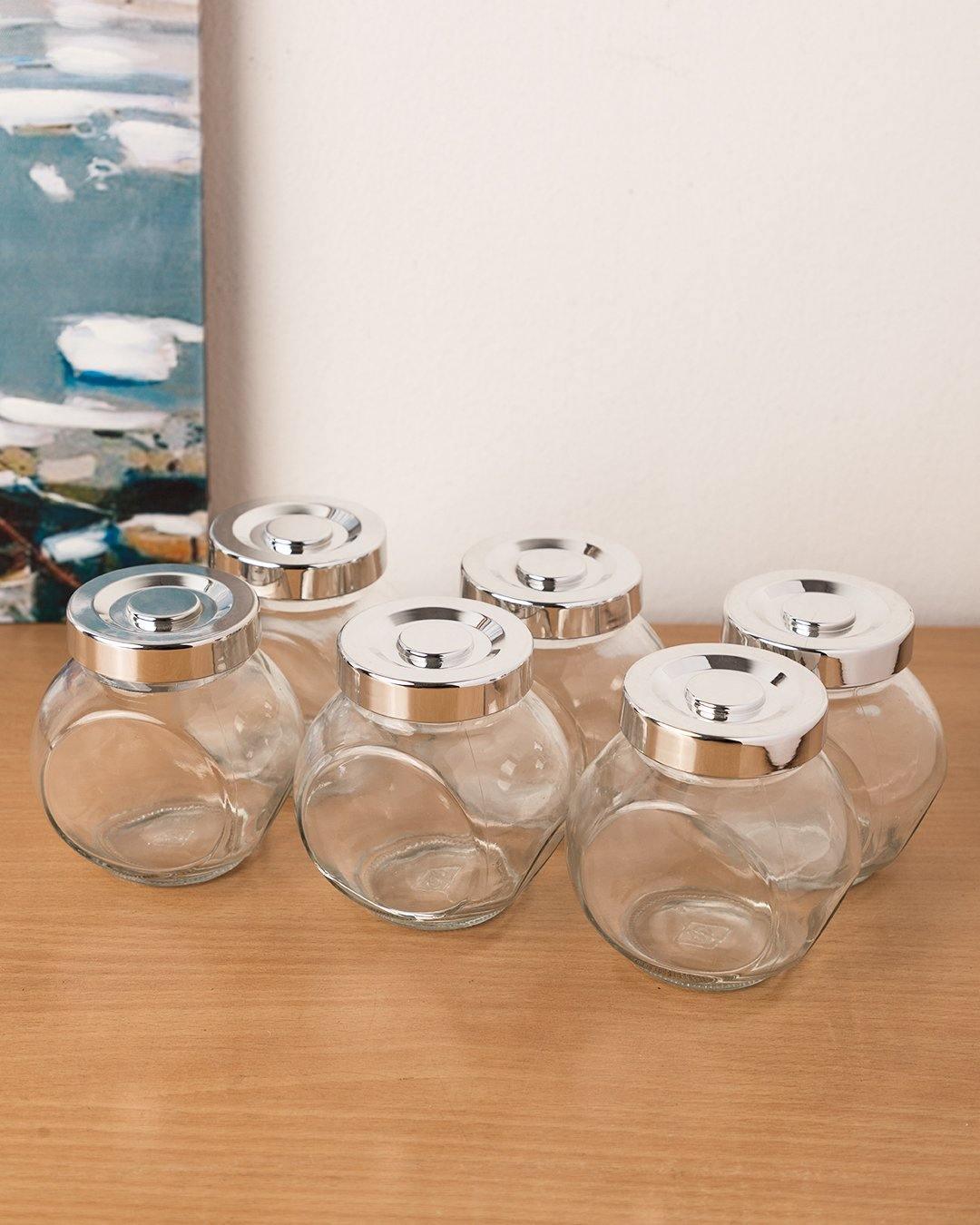 Jar Set, Transparent, Silver, Set of 6, 200 mL - MARKET 99