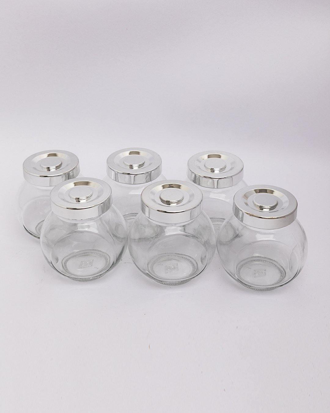 Jar Set, Transparent, Silver, Set of 6, 200 mL - MARKET 99