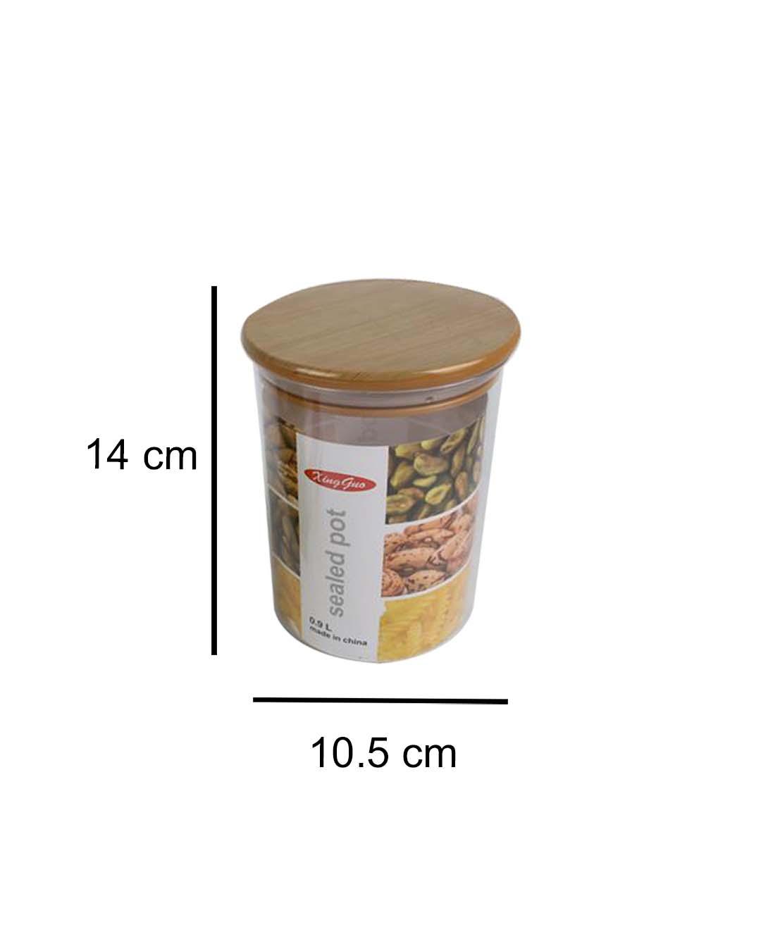 Jar with Airtight Lid, Brown, Plastic, 900 mL - MARKET 99