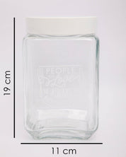 Jar with Metal Lid, AIrtight, Transparent, White, Glass, 1.6 Litre - MARKET 99