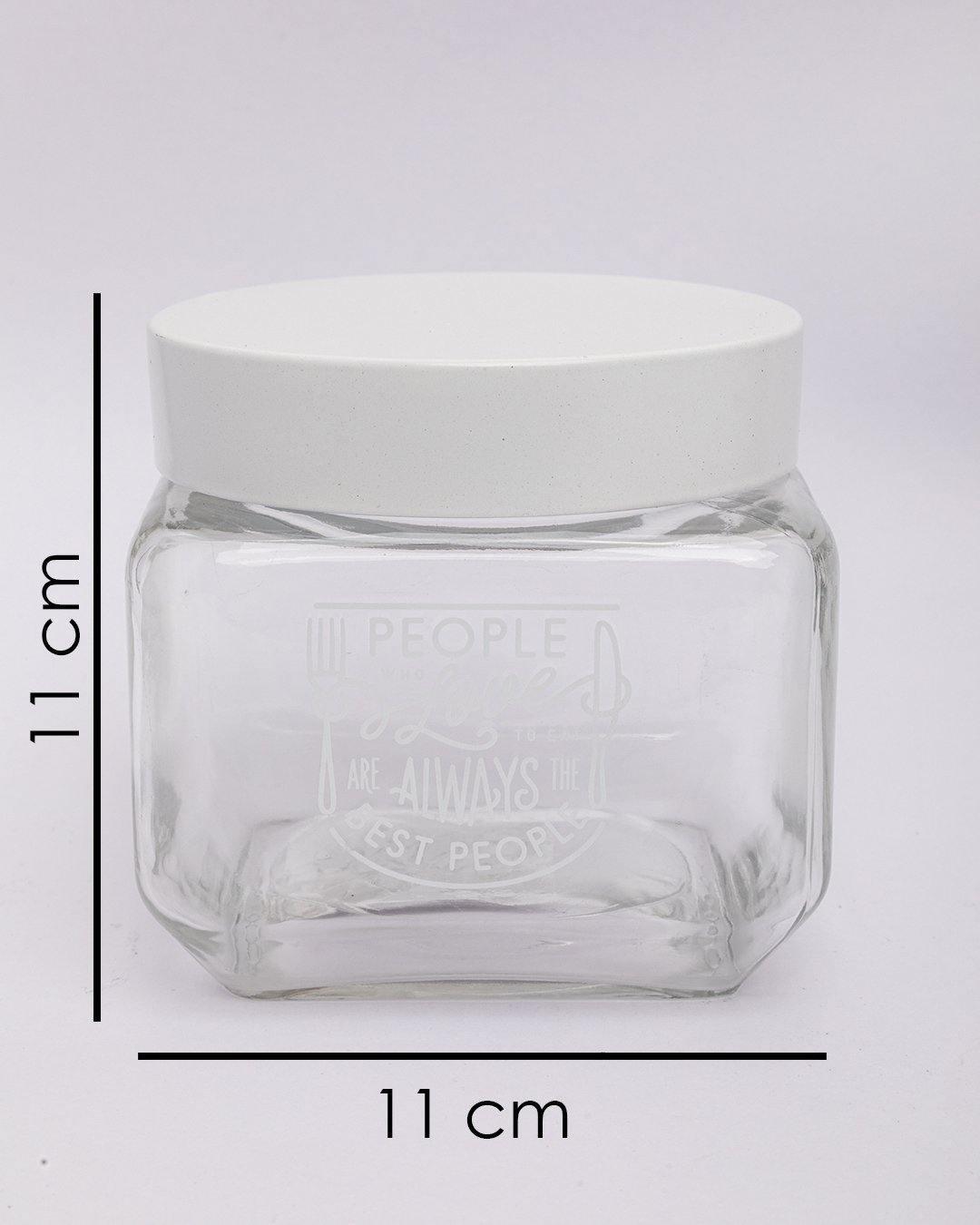 Jar with Metal Lid, AIrtight, Transparent, White, Glass, 800 mL - MARKET 99