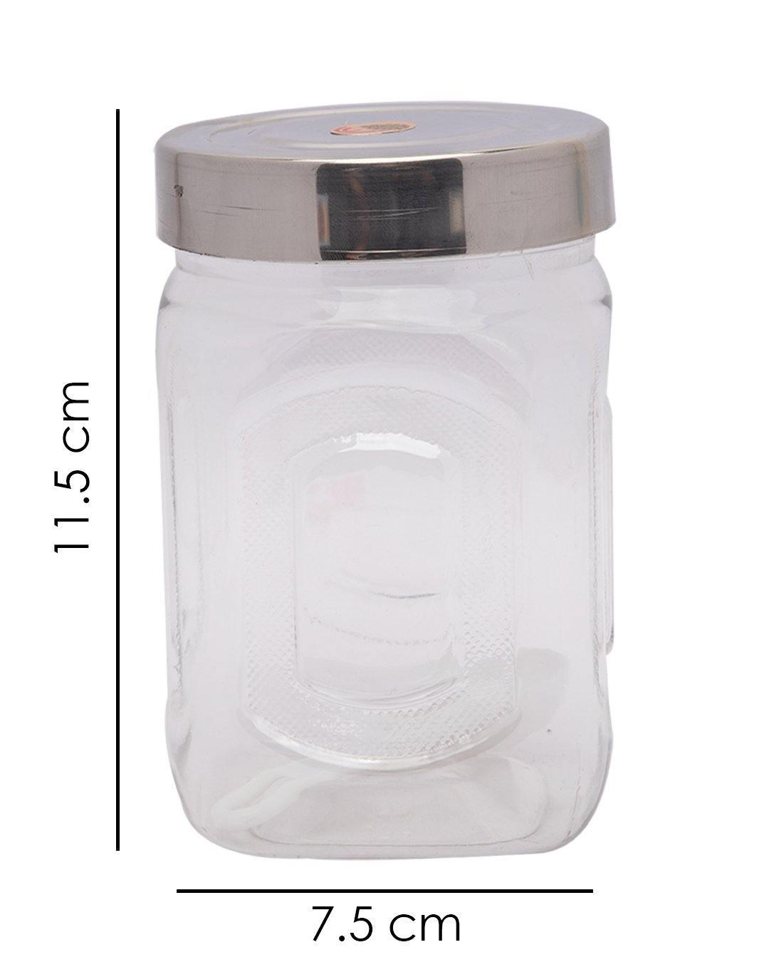 Jar, with Steel Cap, Square, Transparent, Plastic, Set of 2, 500 mL - MARKET 99