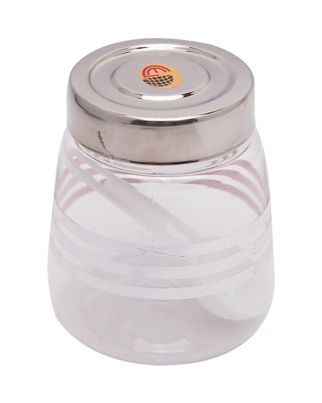 Jar, with Steel Cap, Transparent & Silver, Plastic, Set of 3, 200 mL - MARKET 99