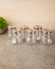 Jars, Transparent & Silver, Plastic, Set of 6, 200 mL - MARKET 99