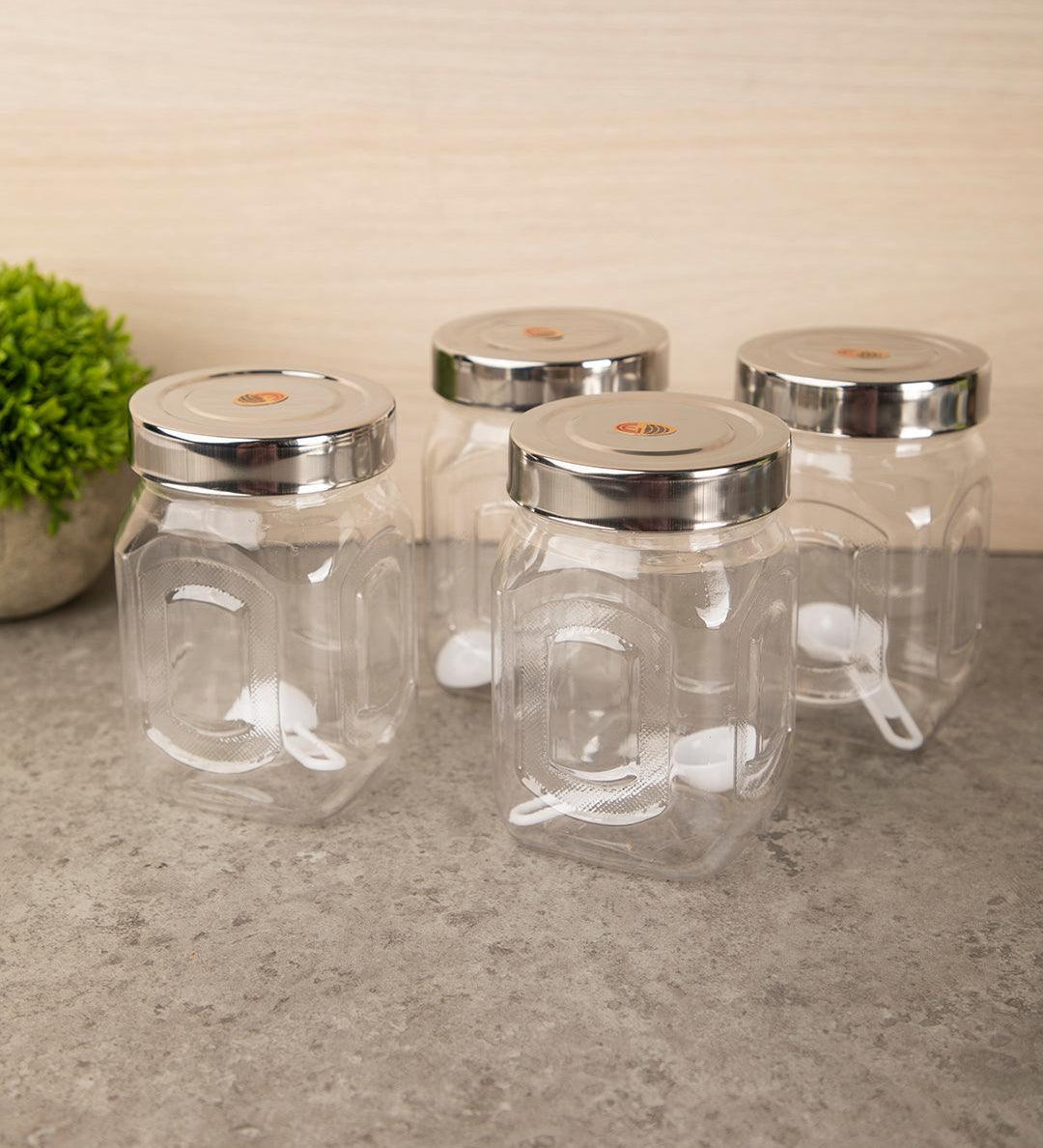 Jars, Transparent, Plastic, Set of 4, 500 mL - MARKET 99