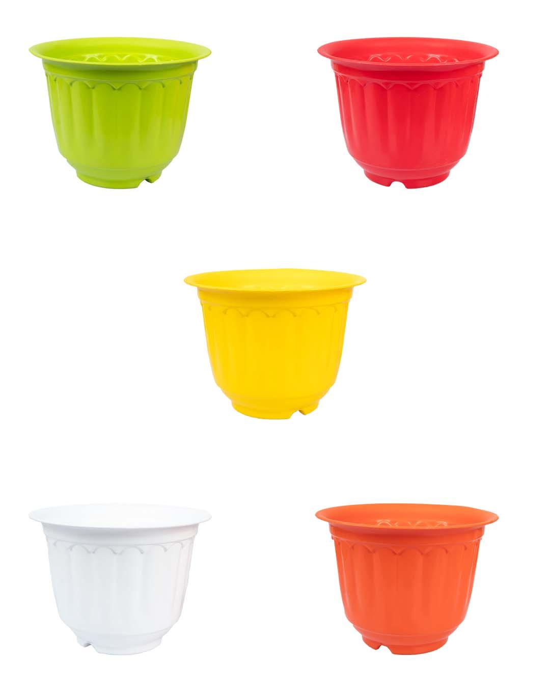 Jasmine Pots, Assorted Colours, Plastic, Set of 5 - MARKET 99