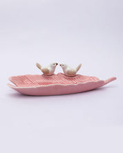 Jewellery Holder Tray, Crafted Bird, for Dressing Table, Ring Dash, Rectangular, Pink, Ceramic - MARKET 99