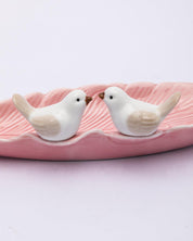 Jewellery Holder Tray, Crafted Bird, for Dressing Table, Ring Dash, Rectangular, Pink, Ceramic - MARKET 99