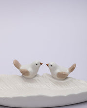 Jewellery Holder Tray, Crafted Bird, for Dressing Table, Ring Dash, Rectangular, White, Ceramic - MARKET 99