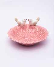 Jewellery Holder Tray, Crafted Bird, for Dressing Table, Ring Dash, Round, White, Ceramic - MARKET 99