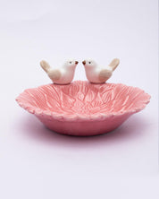 Jewellery Holder Tray, Crafted Bird, for Dressing Table, Ring Dash, Round, White, Ceramic - MARKET 99