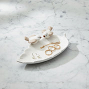 Jewellery Holder Tray, Crafted Bird, for Dressing Table, Ring Dash, Triangle, White, Ceramic, - MARKET 99