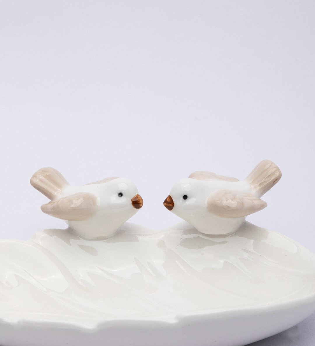 Jewellery Holder Tray, Crafted Bird, for Dressing Table, Ring Dash, Triangle, White, Ceramic, - MARKET 99