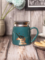 Keep Like Simple' Coffee Mug With Lid - Sea Green, 360Ml - MARKET 99